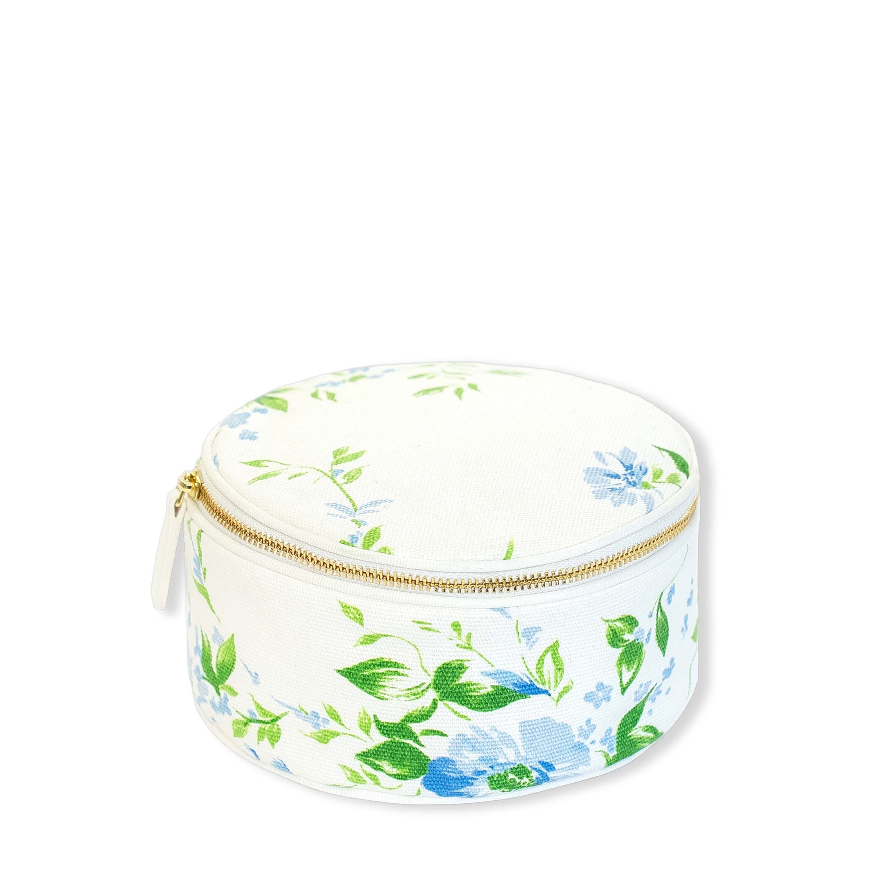 D. Porthault pour AERIN Large Round Beauty Bag in Fleurs du Vent