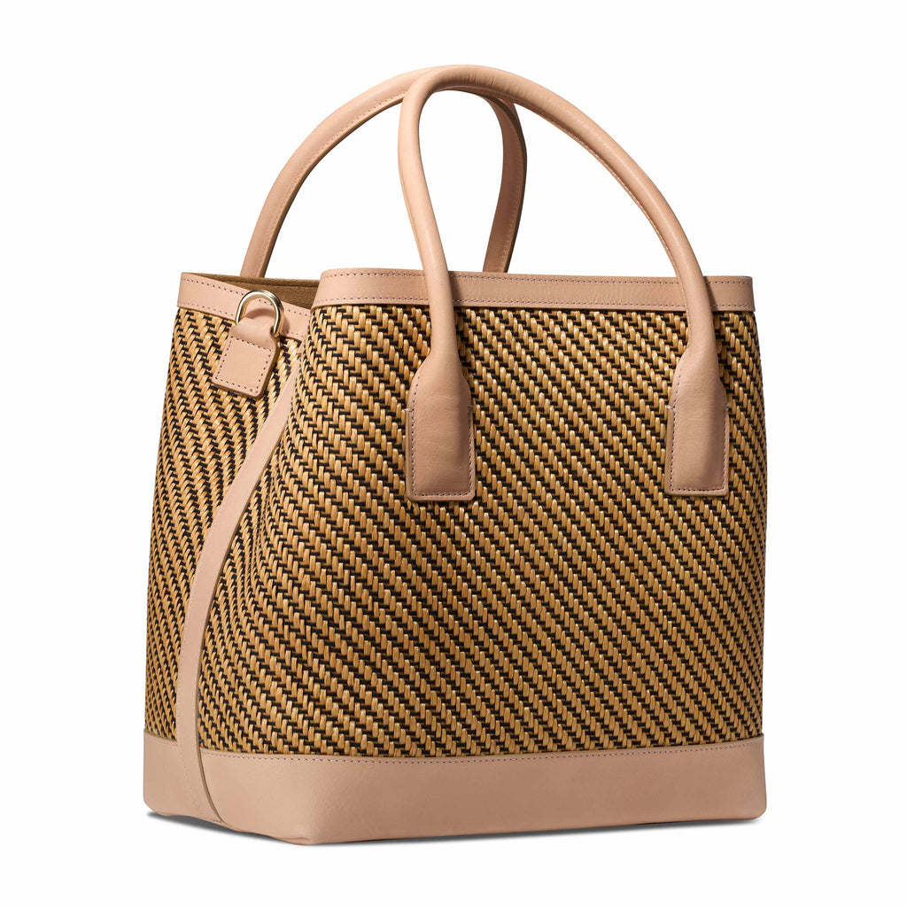 Raffia Nano Weekender in Natural & Black