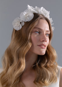 Peony Vine Headband in Cream