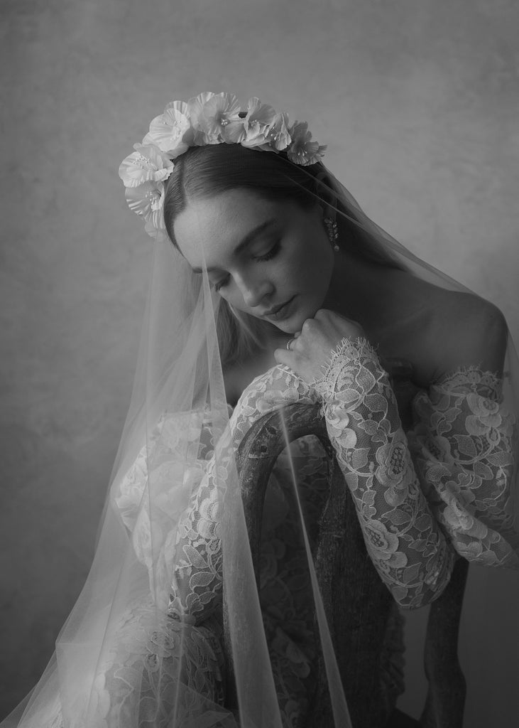 Peony Vine Headband in Cream