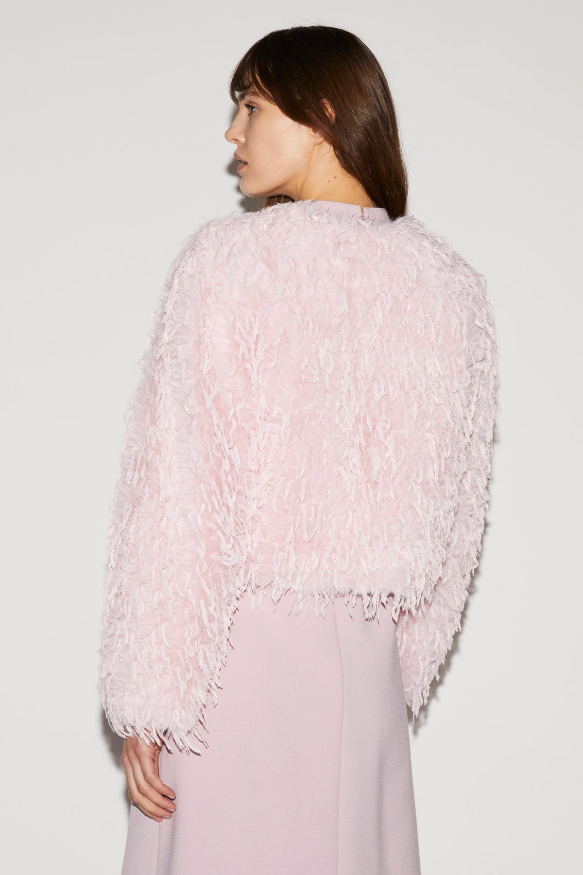 Belamy Jacket Faux Fur and Feathers Pale Pink