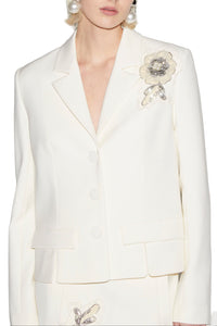 Isobel Jacket Ivory Embroidered Wool Tailoring