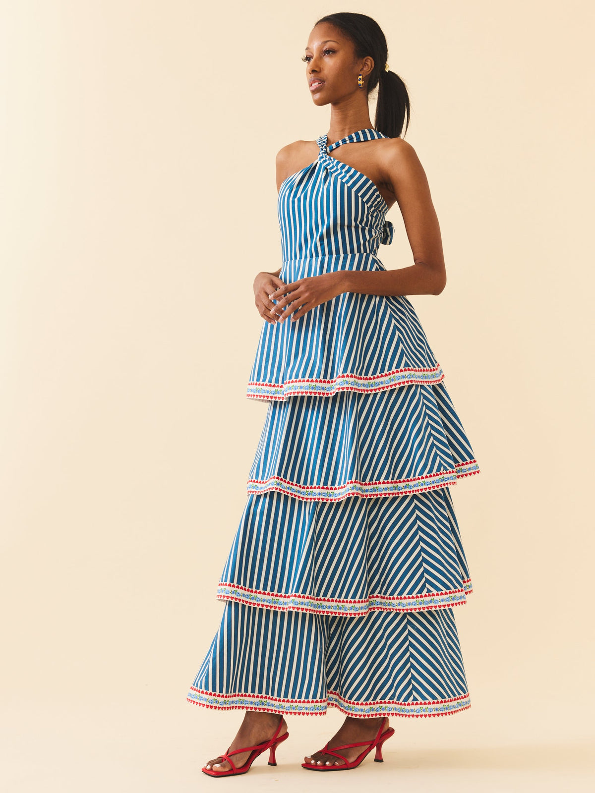Emma Dress in Navy Stripe