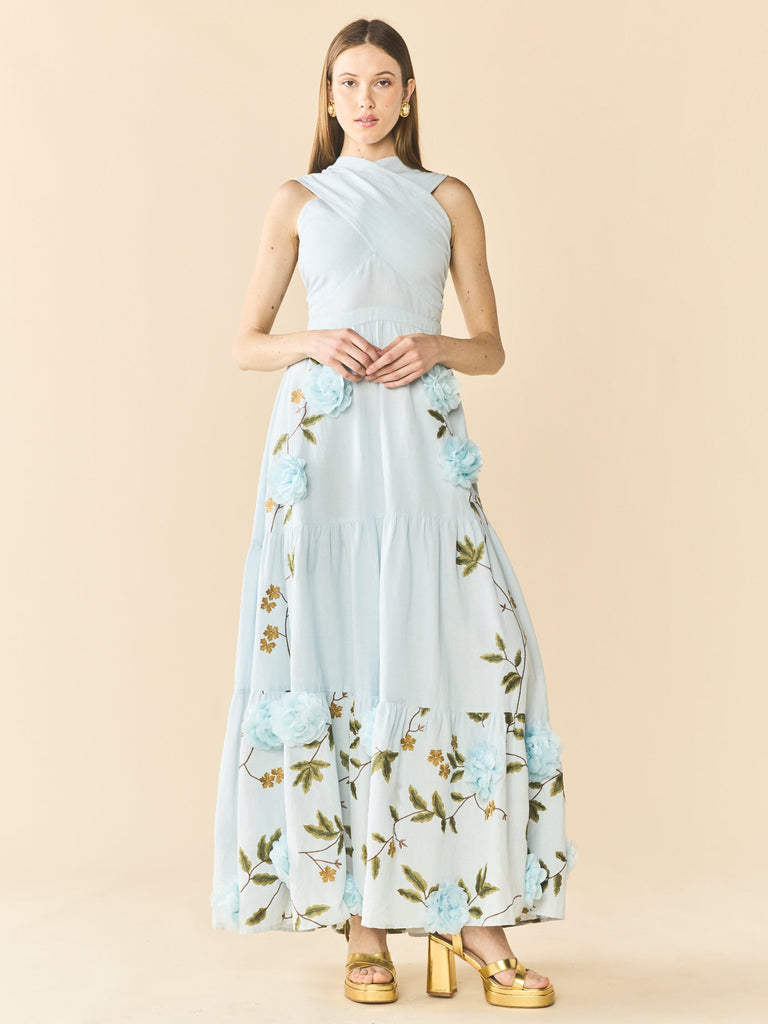 Isabel Dress in Lotus Garden Blue