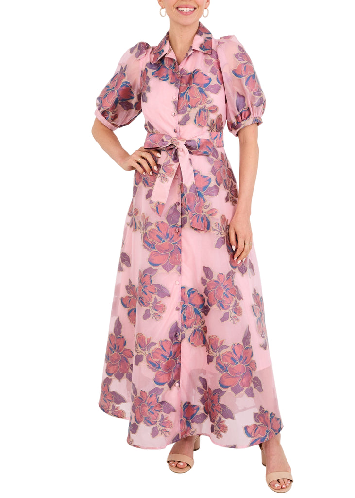 Charlotte Gown in Pink Peony Organza