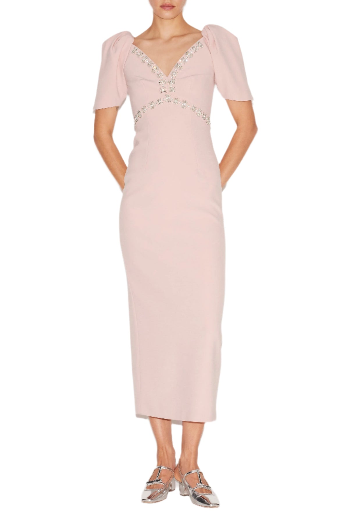 Myrna Dress Pink Embellished Crepe