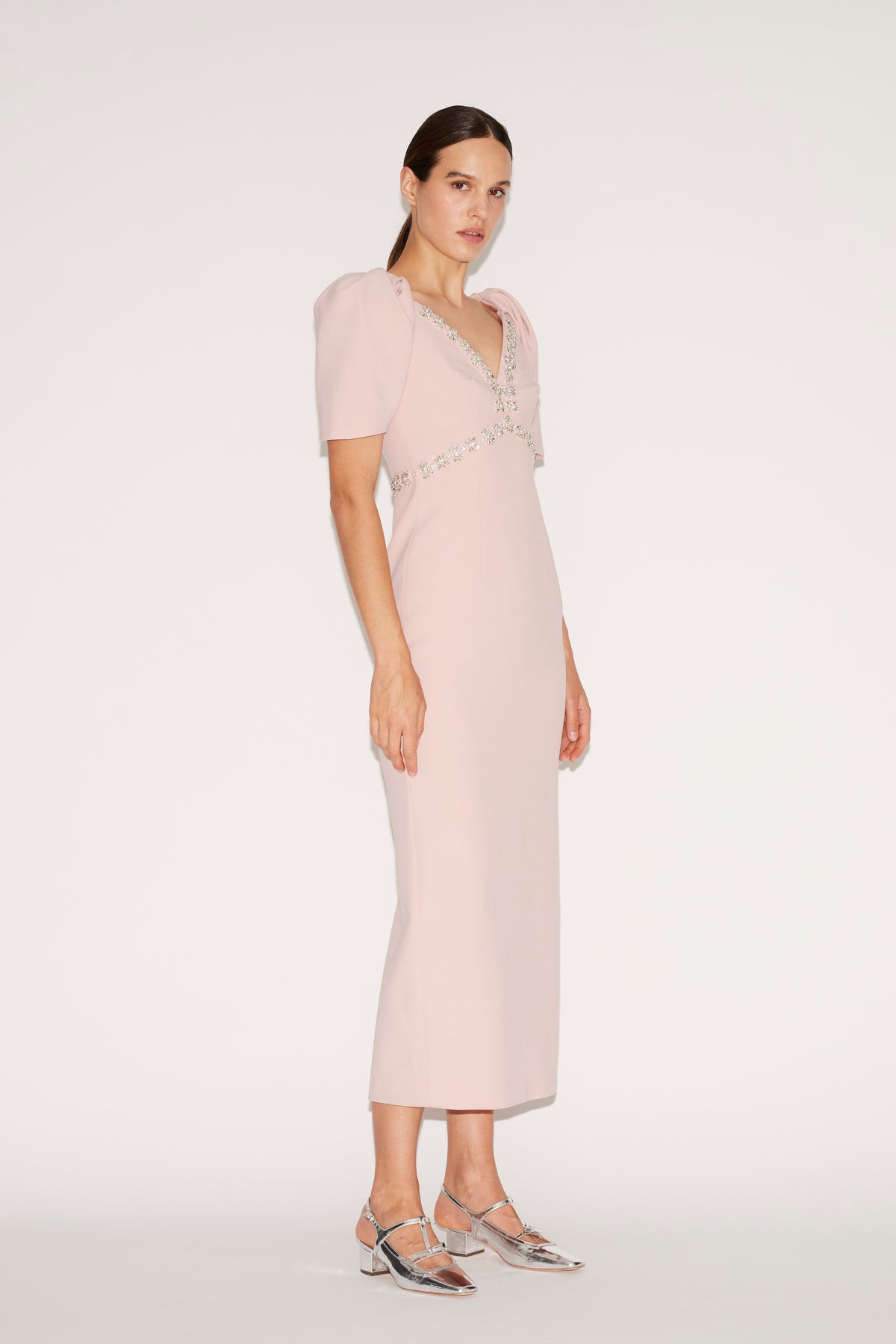 Myrna Dress Pink Embellished Crepe