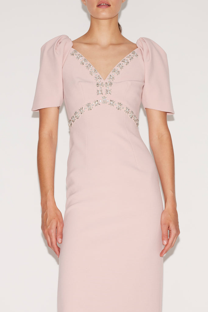 Myrna Dress Pink Embellished Crepe
