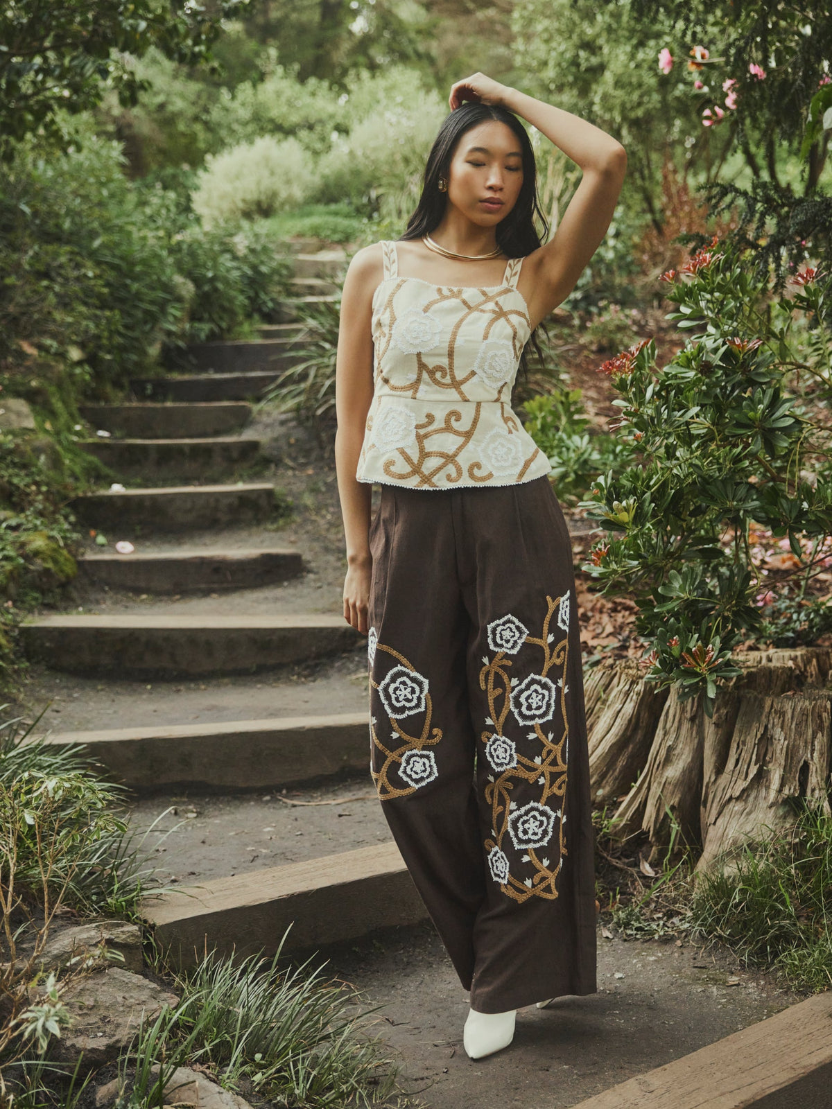 Miranda Top in Khaki Garden