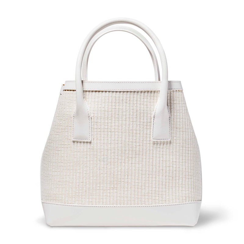 White Raffia Nano Weekender in White