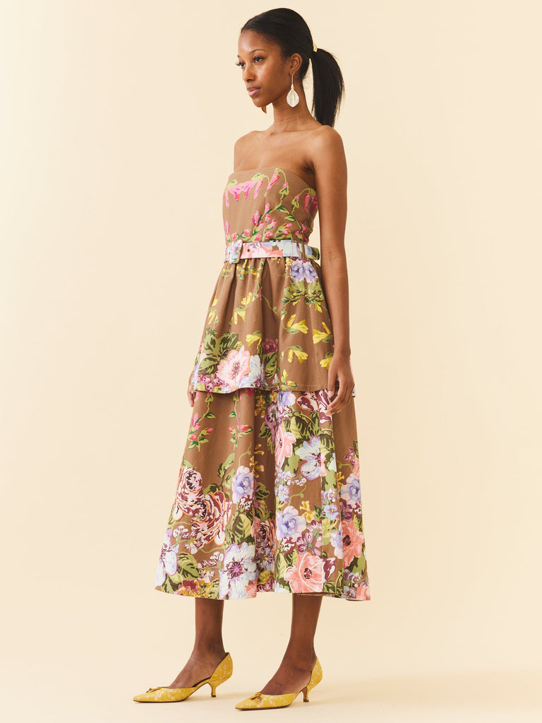 Daisy Dress in Caramel Victorian Floral
