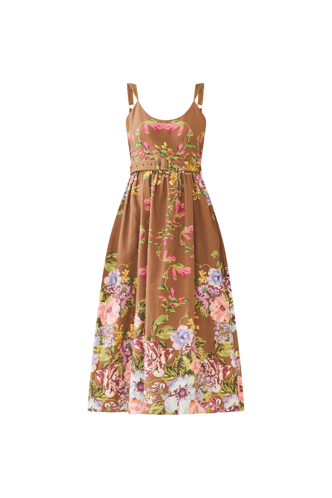 Katherine Dress in Caramel Victorian Floral