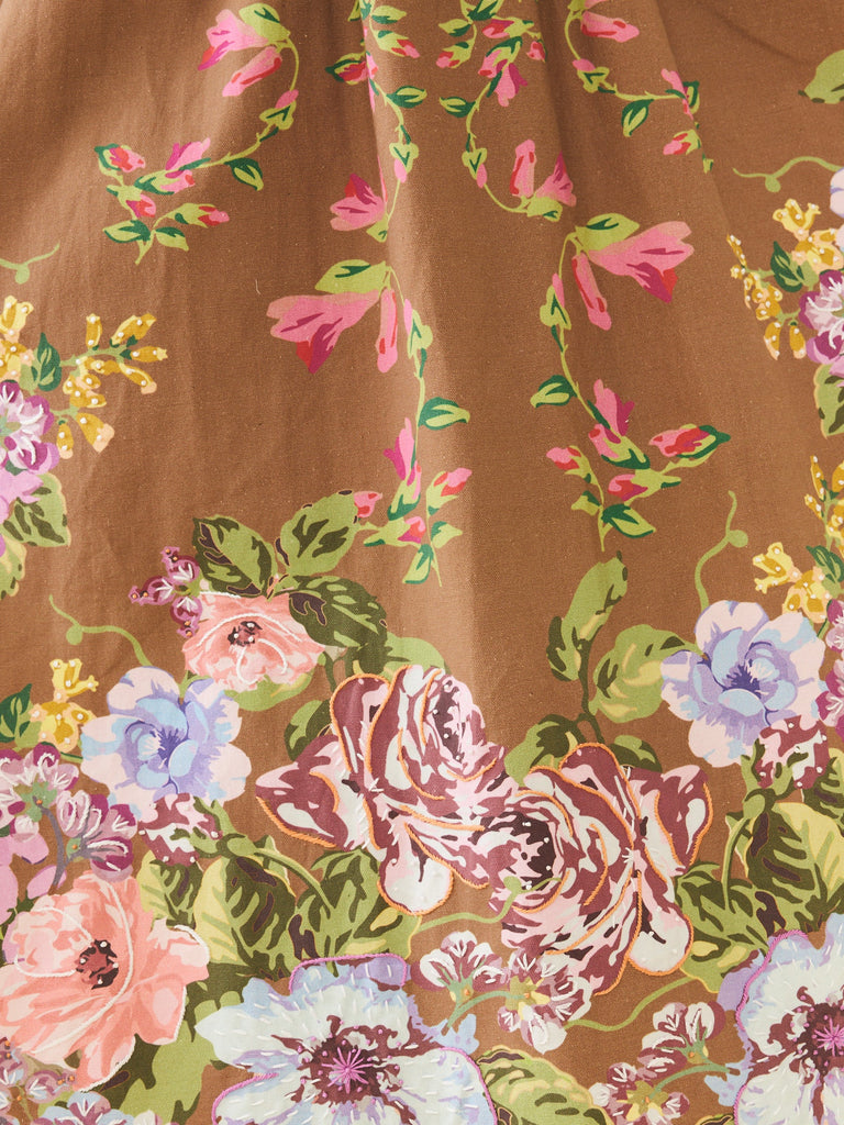 Katherine Dress in Caramel Victorian Floral