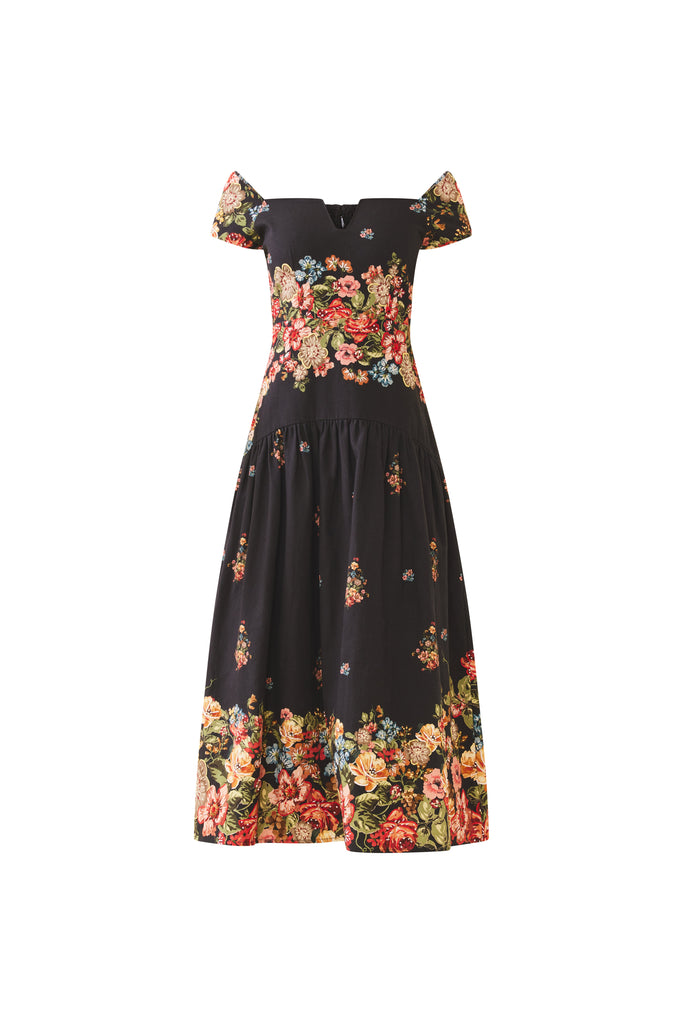 Sydney Dress in Black Victorian Floral