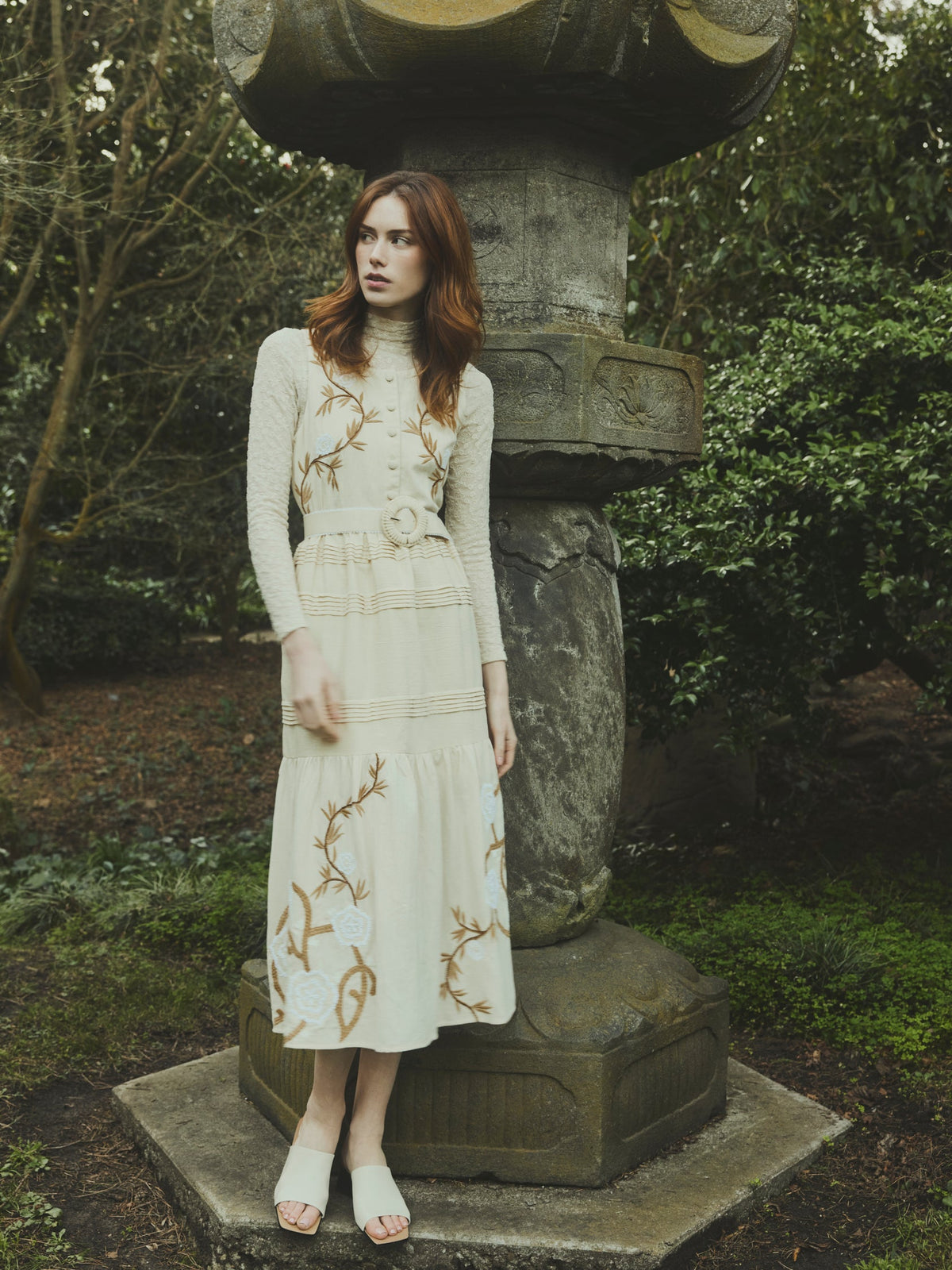 Sophia Dress in Khaki Garden