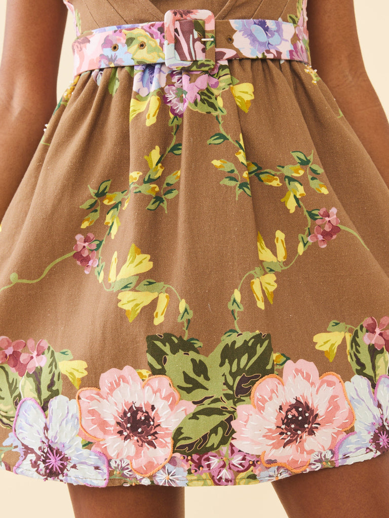 Georgie Dress in Caramel Victorian Floral