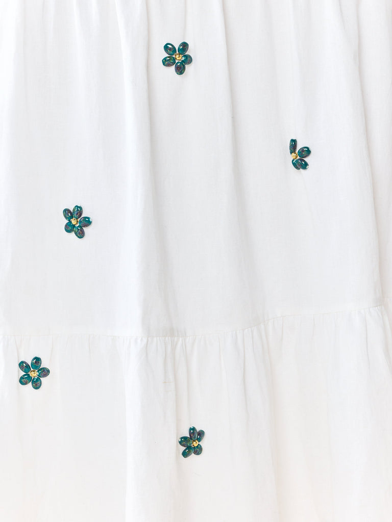 Days Gown in White with Painted Beads