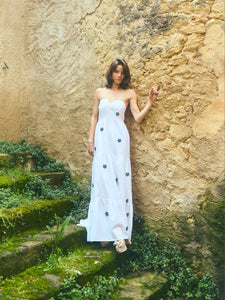 Days Gown in White with Painted Beads