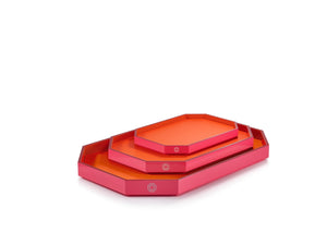 Octogone Tray Large in Orange & Pink