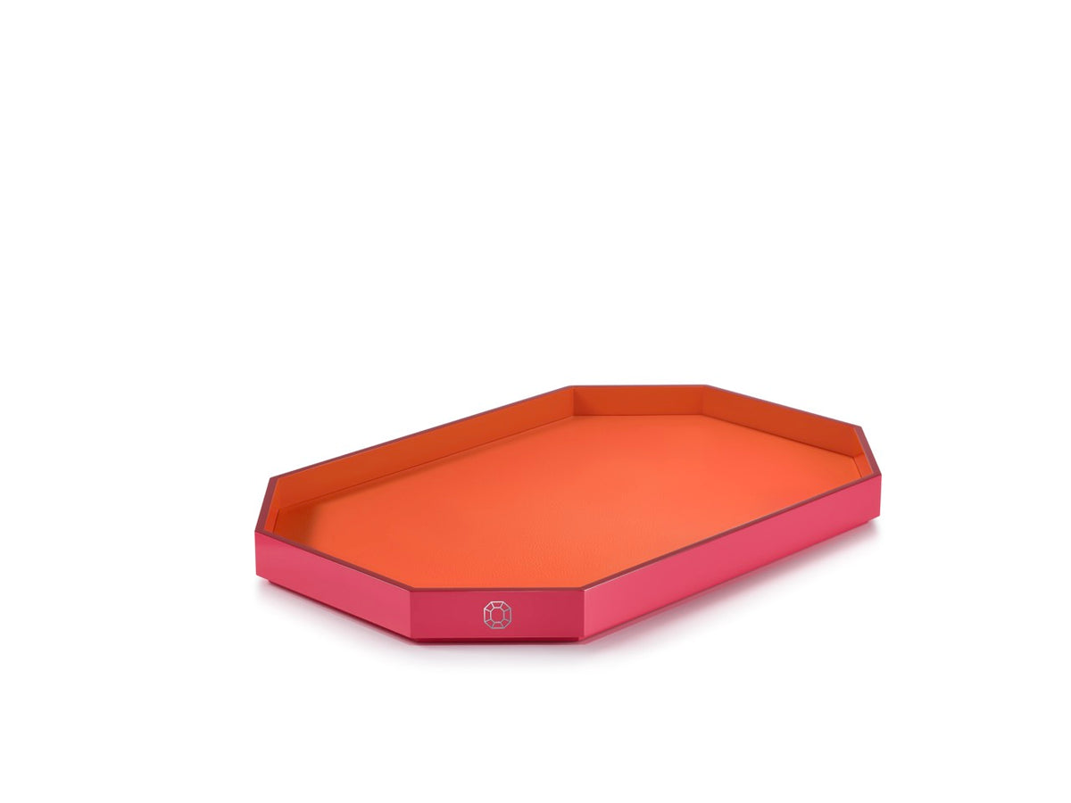 Octogone Tray Large in Orange & Pink