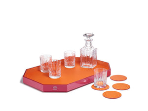 Octogone Coasters in Orange & Pink, Set of 4