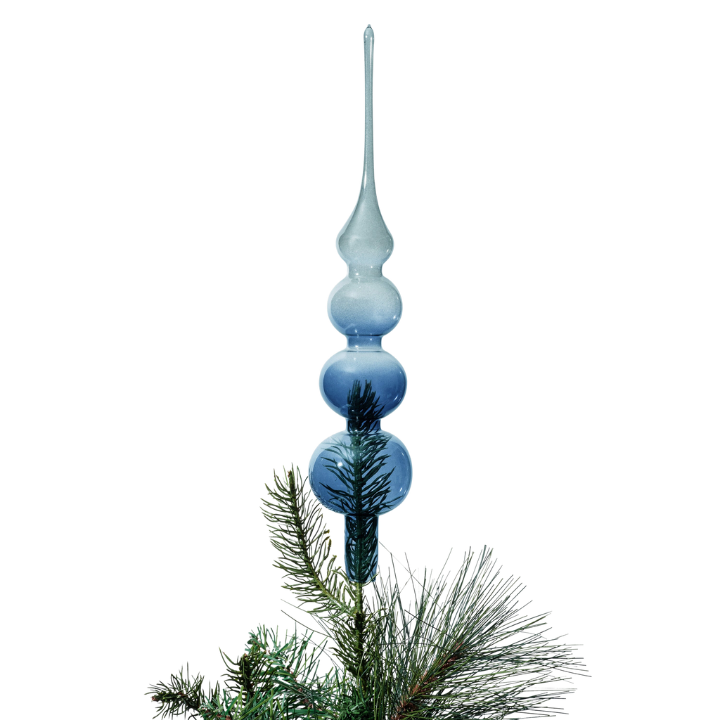 Glass Bubble Tree Topper in Navy and Grey