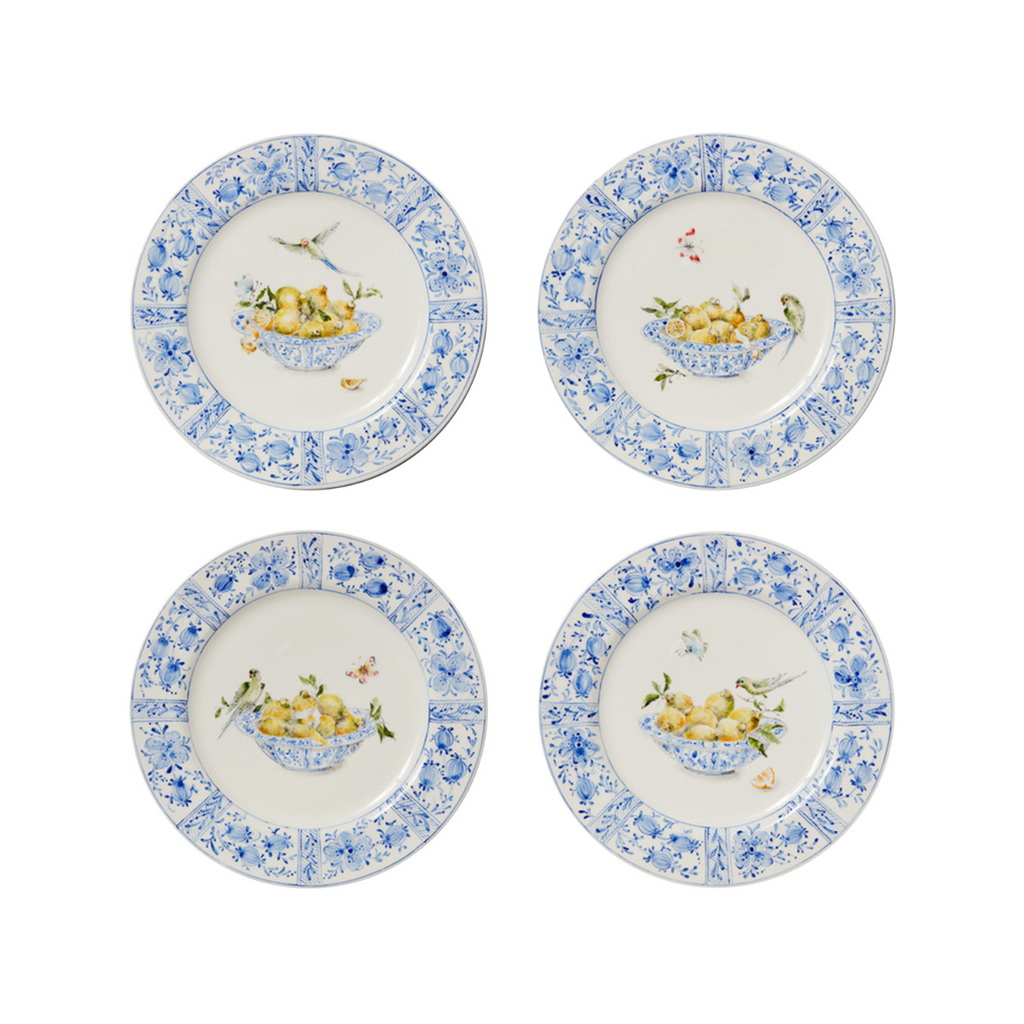 Delft Plates in Lemons, Set of 4