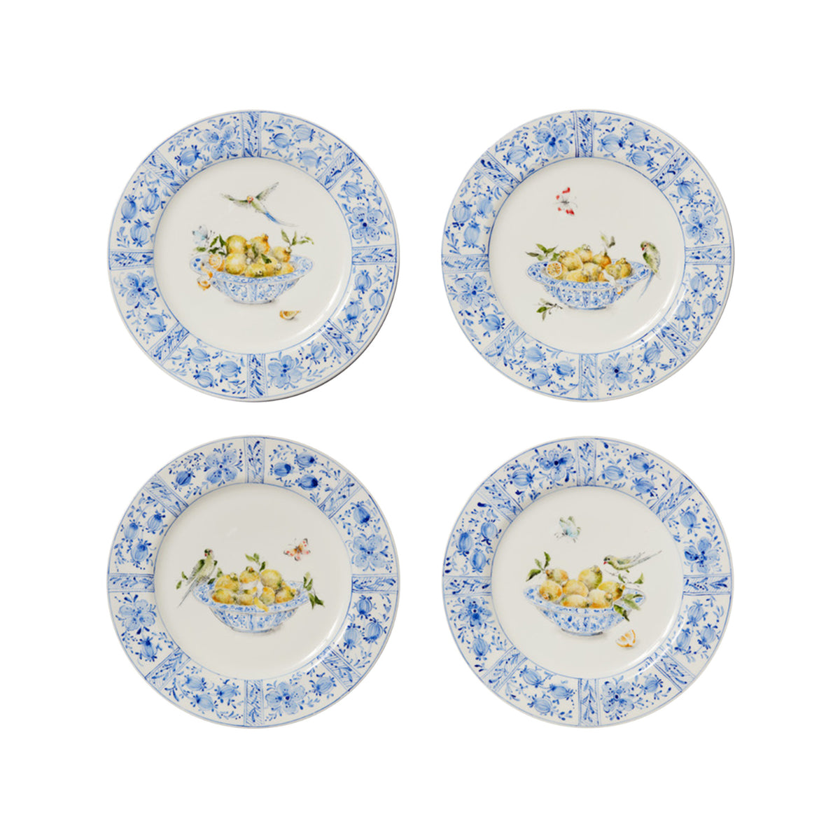 Delft Plates in Lemons, Set of 4