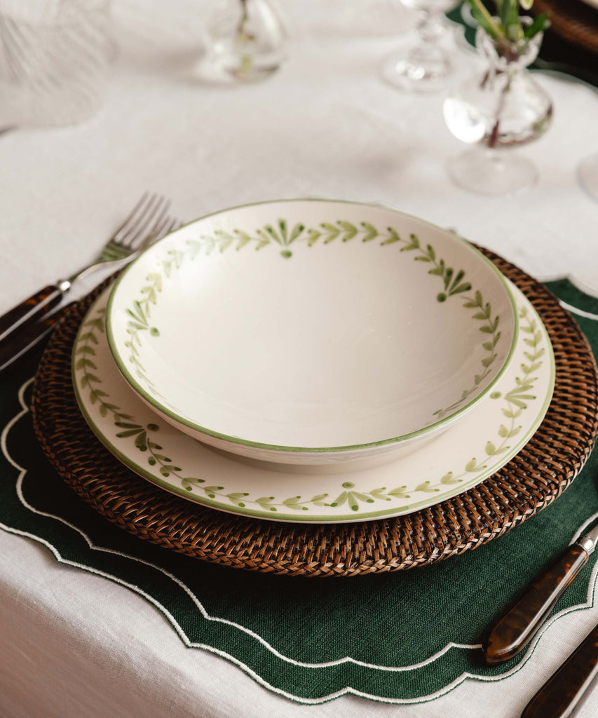 Rebecca Udall Elouise Pasta Bowl Crockery, sage green with the Elouise Dinner Plate