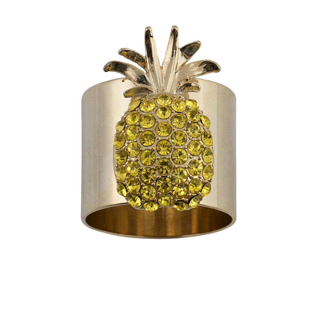 Pineapple Napkin Rings in Yellow, Set of Two