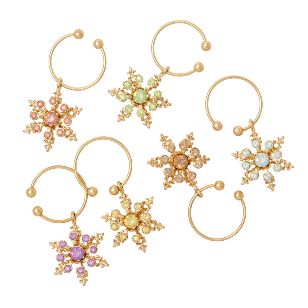 Snowflake Wine Charms in Pastels