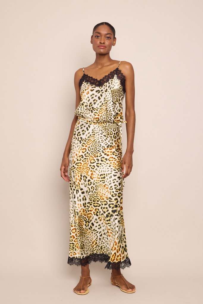 Kaia Slip Skirt in Cheetah Natural