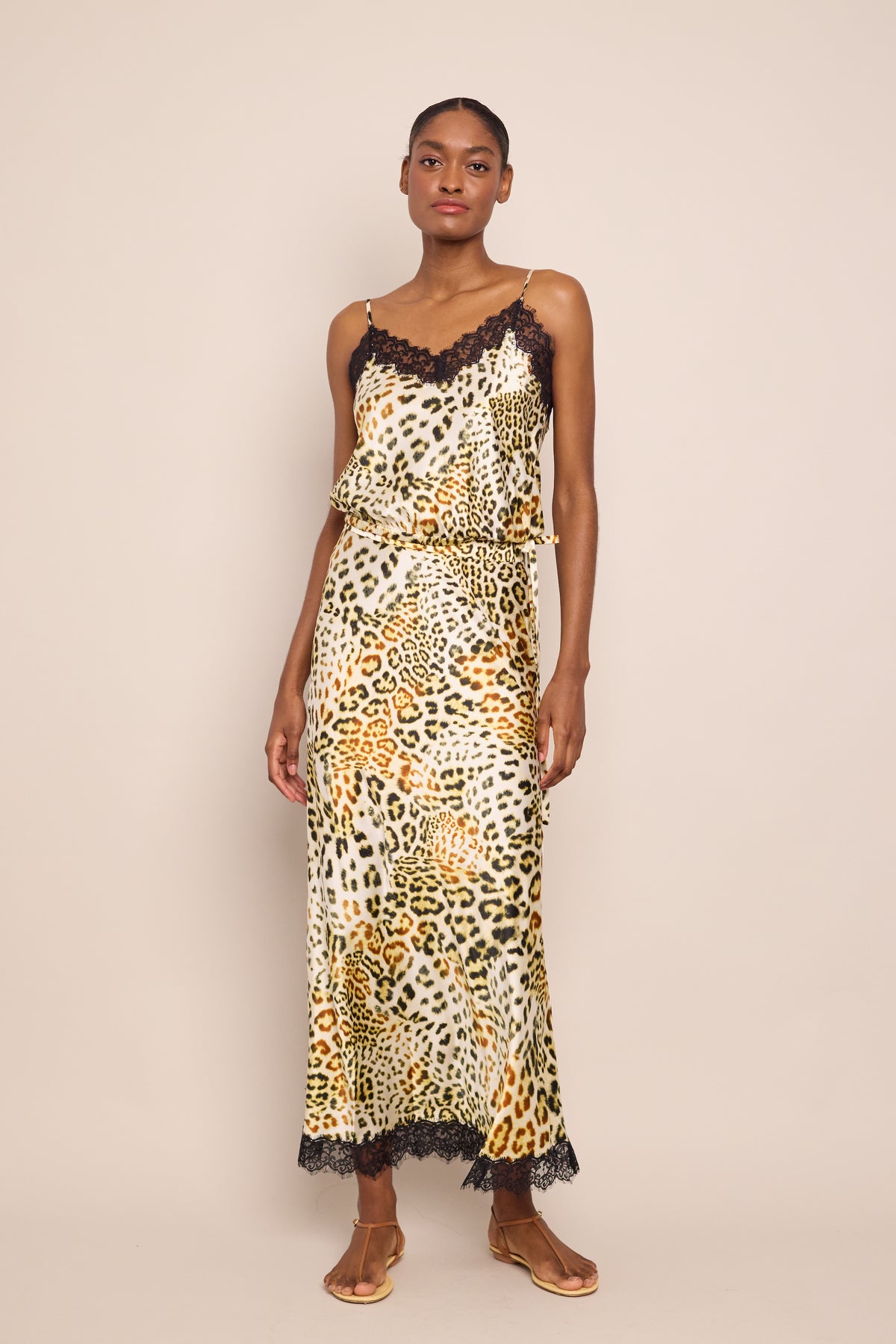 Kaia Slip Skirt in Cheetah Natural