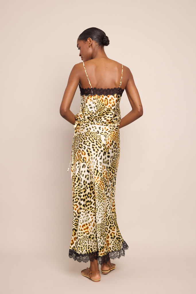 Kaia Slip Skirt in Cheetah Natural