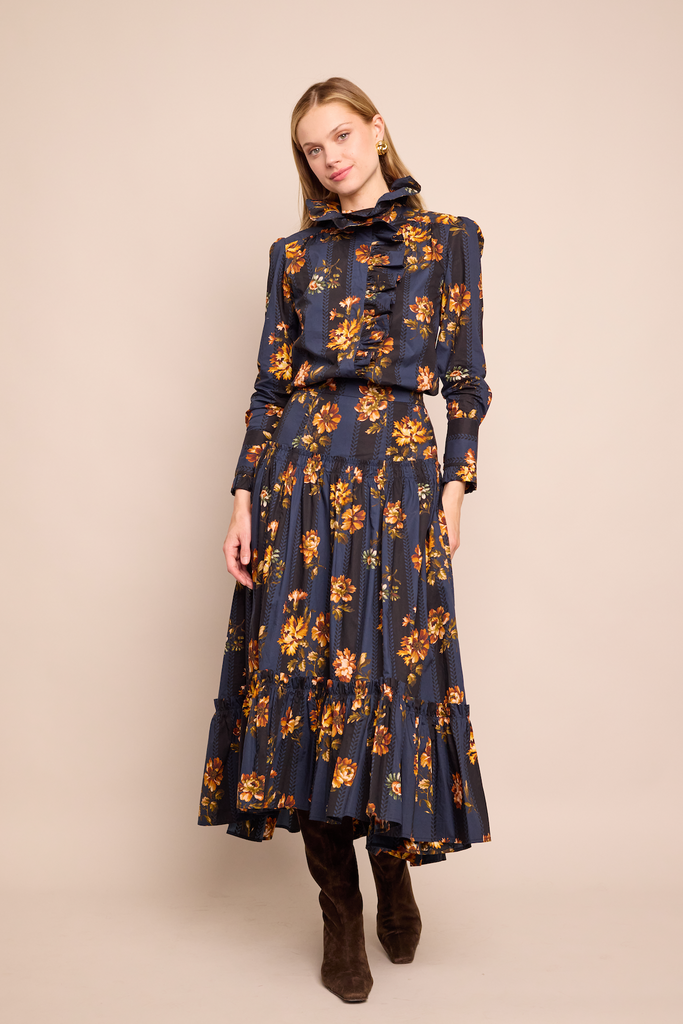 Tisbury Skirt in Amour Flora Navy