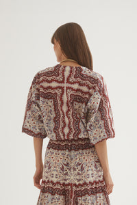 Perrin Top in Paisley Scarf Ivory