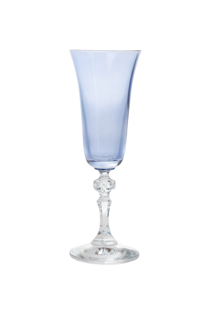 Estelle Colored Regal Flute With Clear Stem, Set of 6 in Cobalt Blue