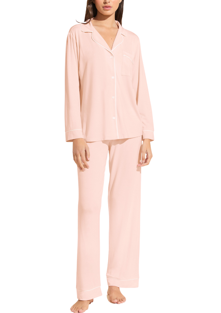 Gisele Tencel Modal Long PJ Set in Petal Pink/Ivory