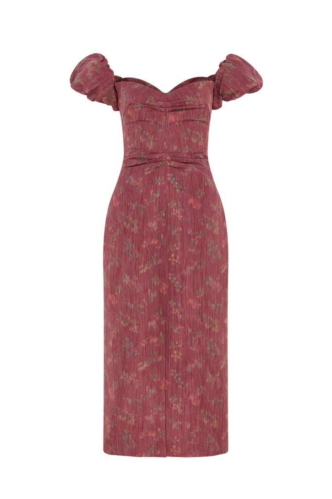 Adelaide Floral Ikat Column Midi Dress