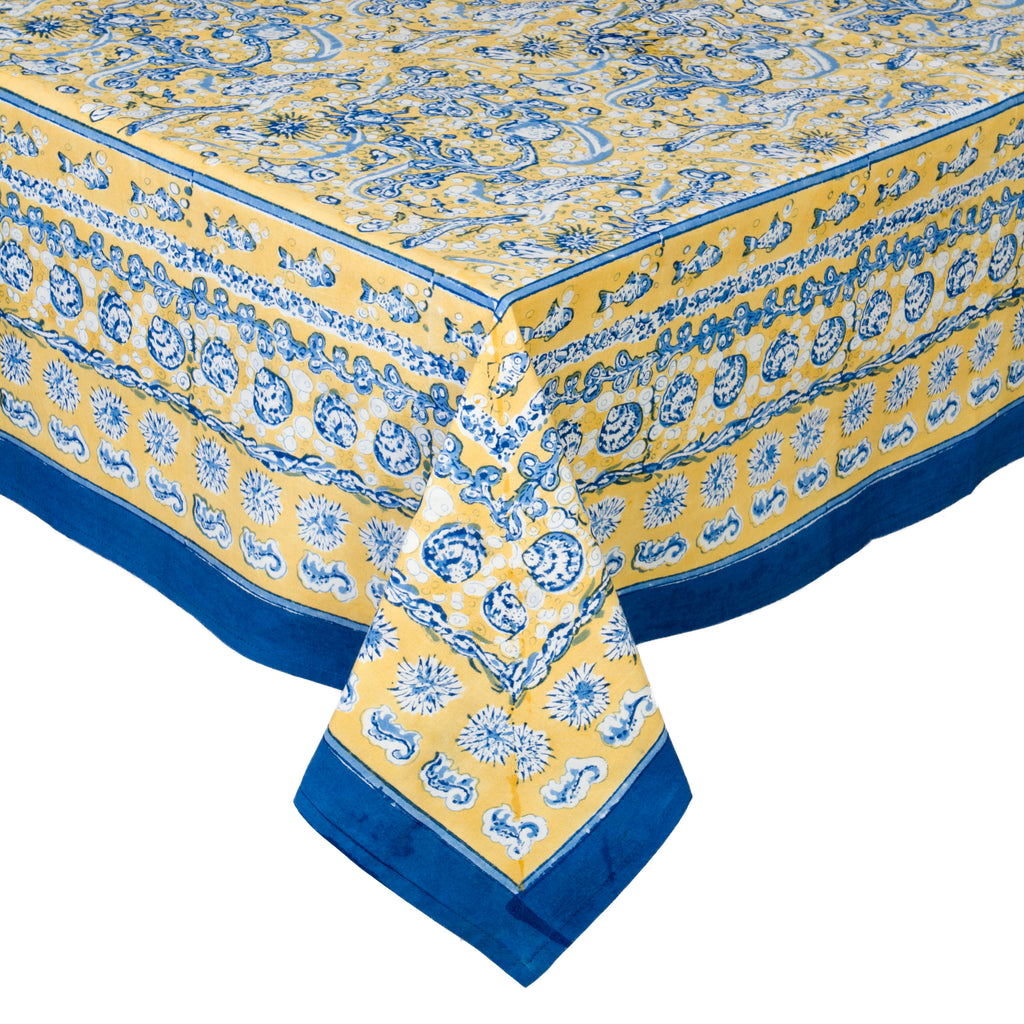 La Mer Tablecloth in Blue & Yellow