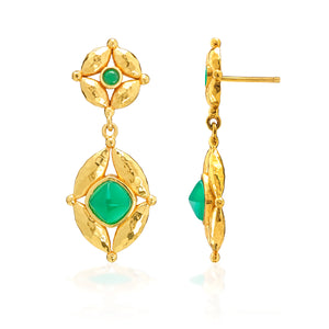 Mystic Eye Post Drop Earrings in Green Onyx