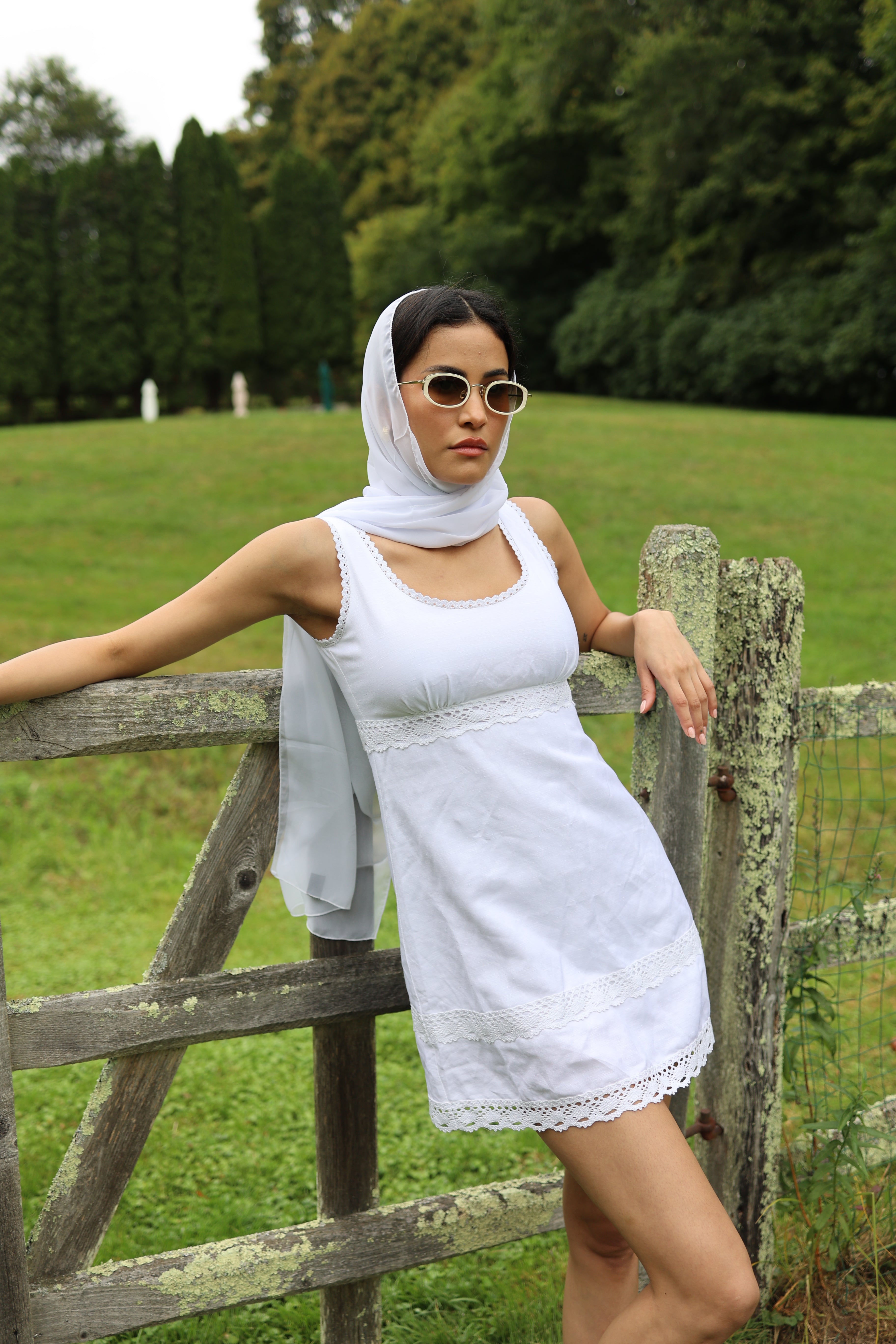 Bardot Dress in White Eyelet