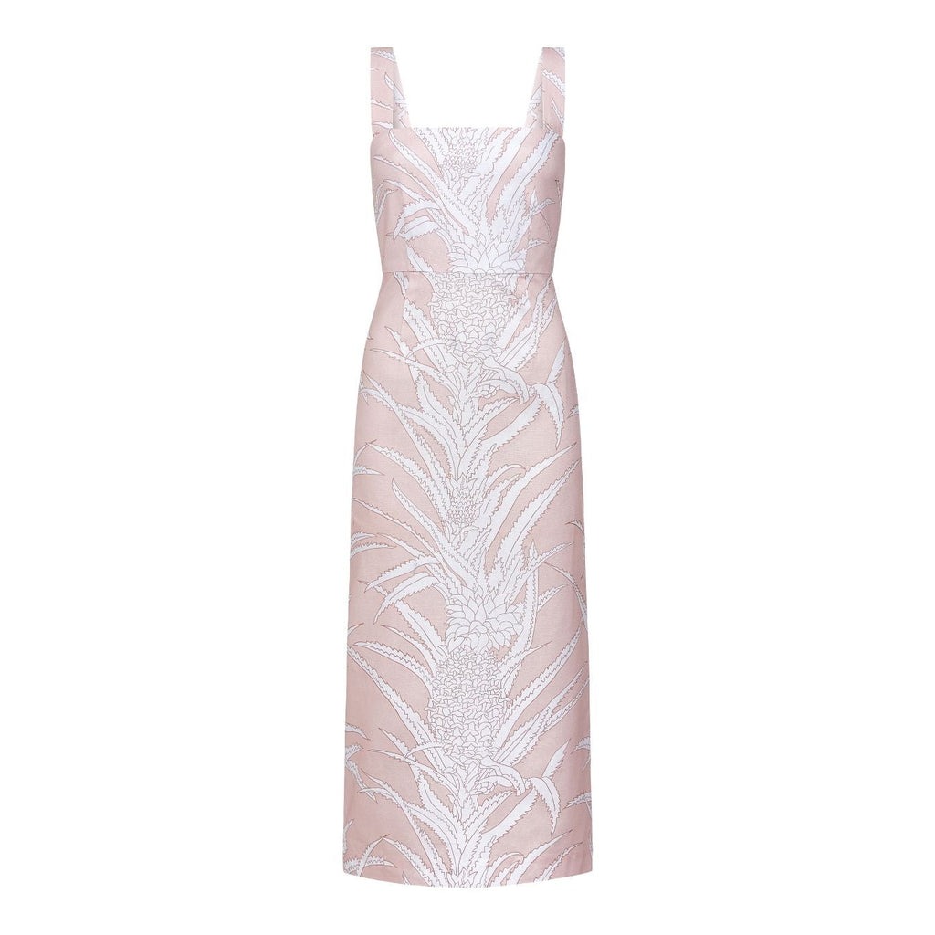 Long Slip Dress in Pink Pineapple