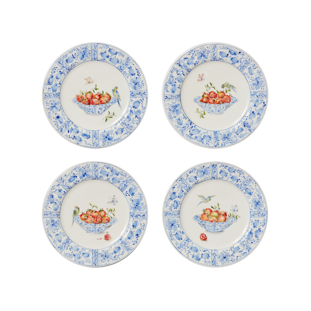 Delft Plates in Pomegranates, Set of 4