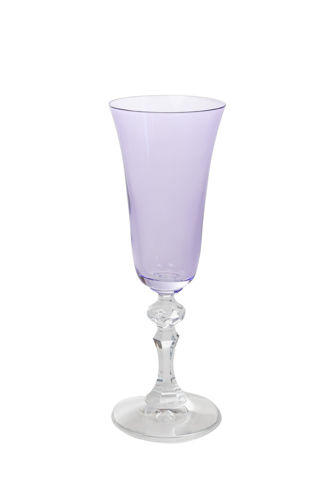 Estelle Colored Regal Flute With Clear Stem, Set of 6 in Lavender