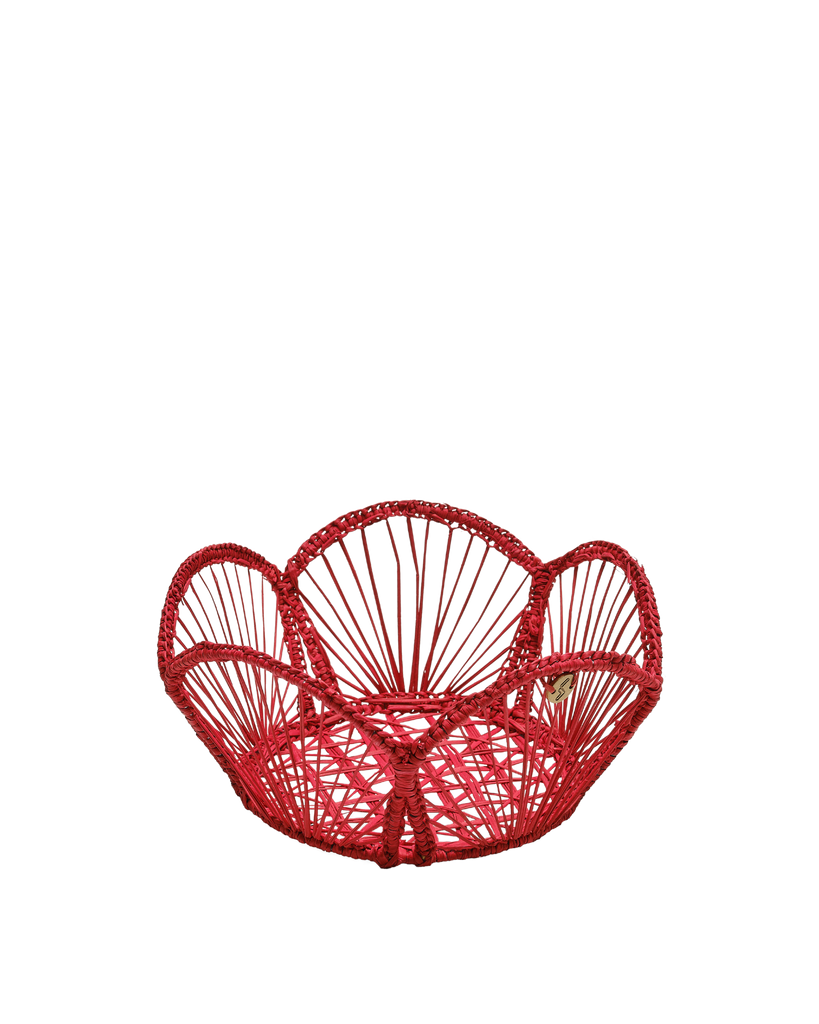 David Hicks Floral Bread Basket in Red