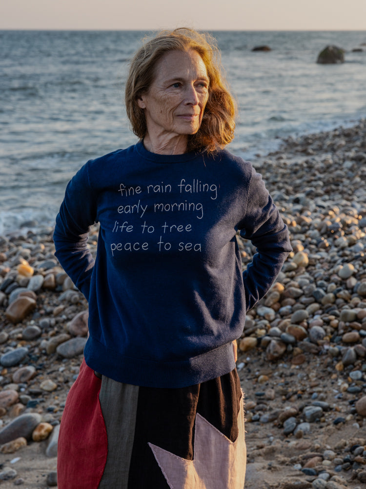 fine rain falling Crewneck RTW LINGUA FRANCA NYC Navy XS