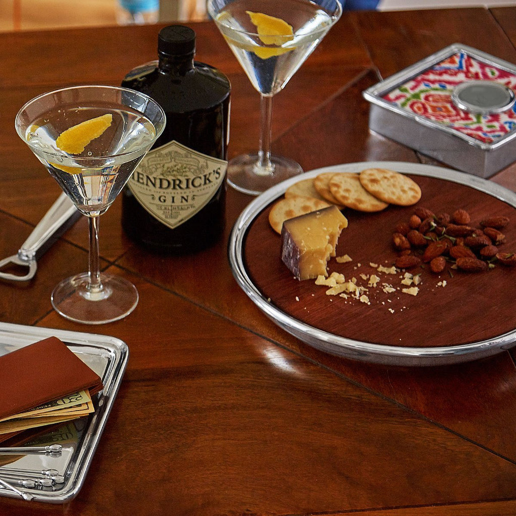 Signature Round Cheese Board, Dark Wood-Serving Trays and More-|-Mariposa