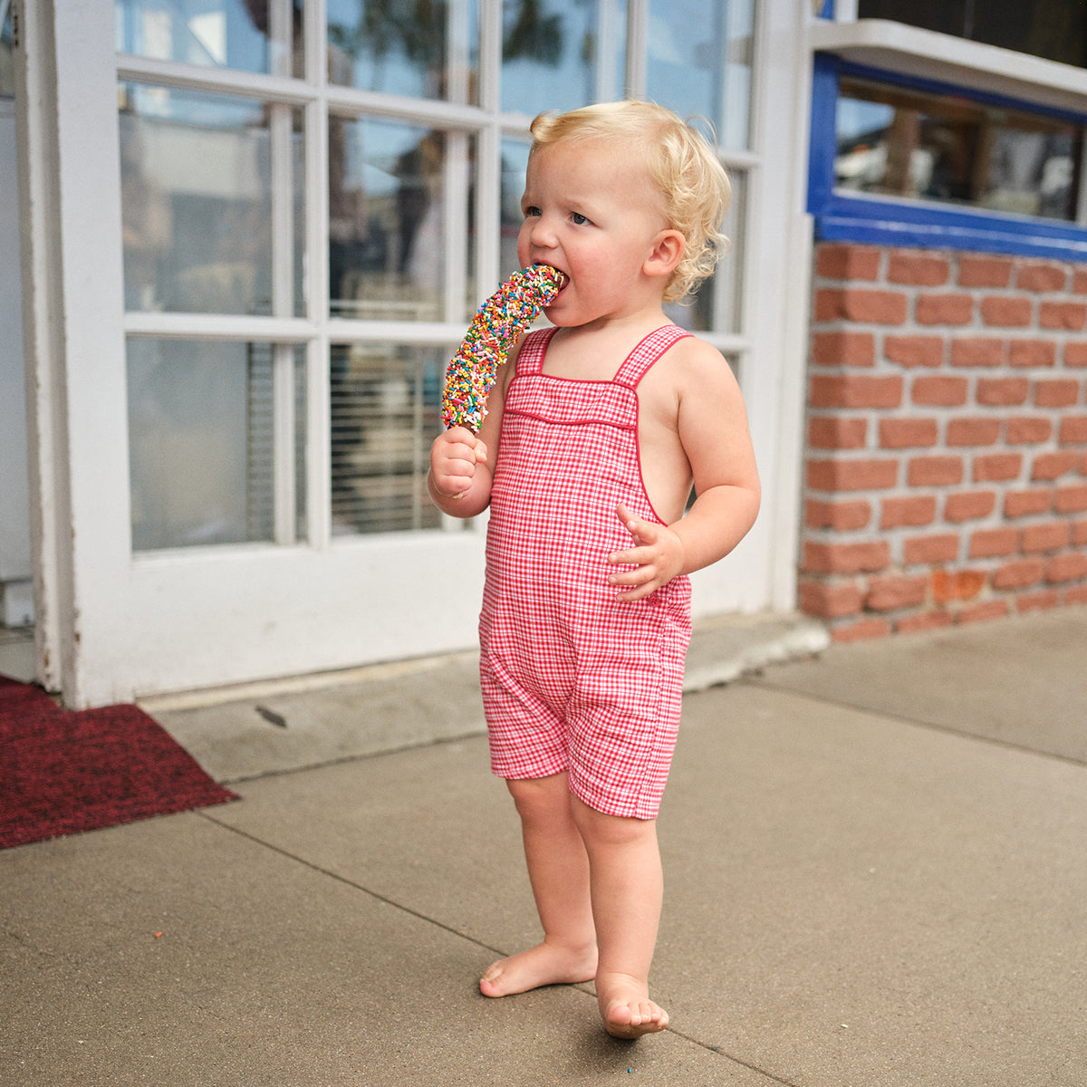 Baby Poppy Gingham Short Overall