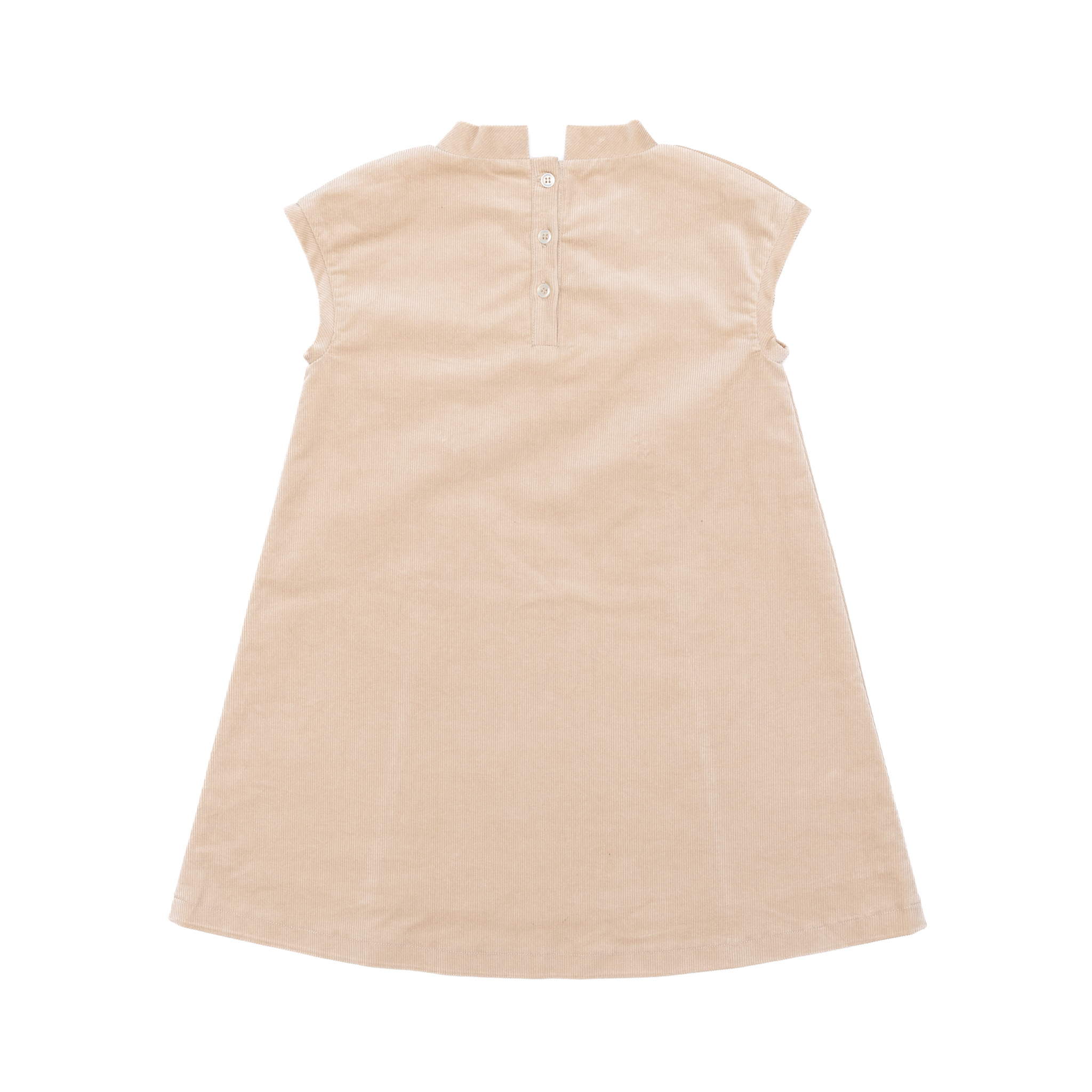 Henry Duvall Isabel Dress in King’s Way Khaki Corduroy with Charles Street Check covered buttons, classic fall toddler and girls outfit with heirloom style and timeless details